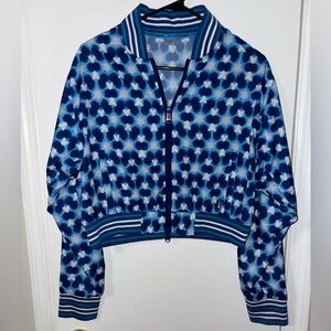 Free People Movement Blue Top Seed Printed Tennis Jacket Size small